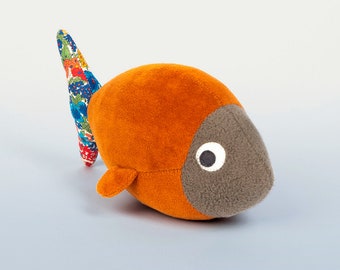 Louisette the fish - Tobacco and floral print - Stuffed animal