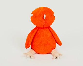 Handmade Plush Canary Toy - Soft Stuffed Orange Animal Bird - Eco-Friendly Organic Cotton Plush - Bird nursery decor plush