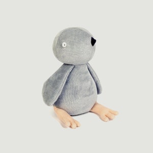 Handmade Plush Pigeon Toy - Soft Stuffed Animal Bird - Organic Cotton Plush - Unique Gift for Kids, Bird Lovers, and Collectors - grey