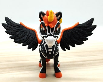 Skelett Einhorn Pegasus Figur | Gothic Fantasy Halloween Dekor | Kantenhocker Mystisch