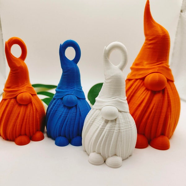 Gnome, Gnome imprimé en 3D, Grand Gnome, Ornement de bureau | Décoration d’arbre de Noël
