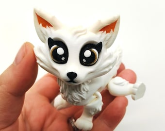 3D Printed Articulated Arctic Fox – Poseable Fidget Animal
