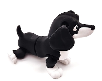 3D Printed Dachshund Figurine, Expressive Eyes, Desk Decor
