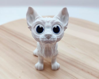 Sphynx Cat Figurine Hairless | Desk Shelf Sitter Statue | Animal Decor Pet Lover
