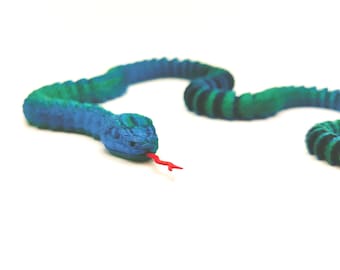 Articulated Snake Figurine Flexi | Reptile Serpent Fidget Toy | Movable Cobra Python