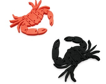 Figura articulada de cangrejo flexible / Juguete antiestrés de playa marino oceánico / Mariscos costeros móviles