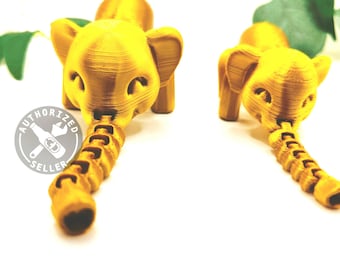 Flexiphant 3D-geprint fidgetspeelgoed, gelede olifant bureaudecor