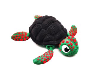 Gelede schildpadfiguur – 3D-print met rode en groene stippen