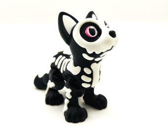 Geisterkatzen-Skelettfigur | Gruseliger Halloween Dekor | Kantenhocker Kawaii