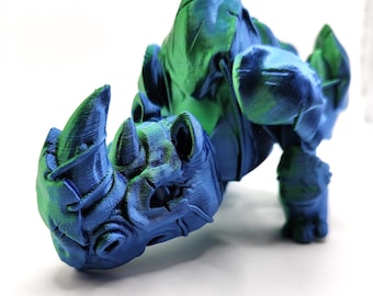 Rhino Articulated Figurine Flexi | Rhinoceros Wildlife Safari Fidget Toy | Movable