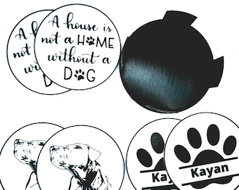 Personalized Dog Photo Coaster Set, Dog Paw Print, Pet Memorial Gift