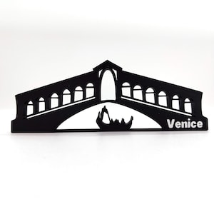 Venedig Italiens silhuett med bro och gondol | Italiensk souvenir | Reseminnen, present, heminredning