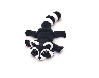 Figurine 3D de raton laveur articulé, jouet agité avec poubelle