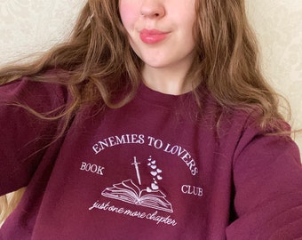 Embroidered Enemies To Lovers Book Club Sweatshirt, Bookish Sweatshirt, Book Lover Sweatshirt, Romantasy, Gift For Book Lover, Book Merch