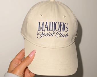 Embroidered Mahjong Social Club Hat, Gift For Mom, Mahjong Hat