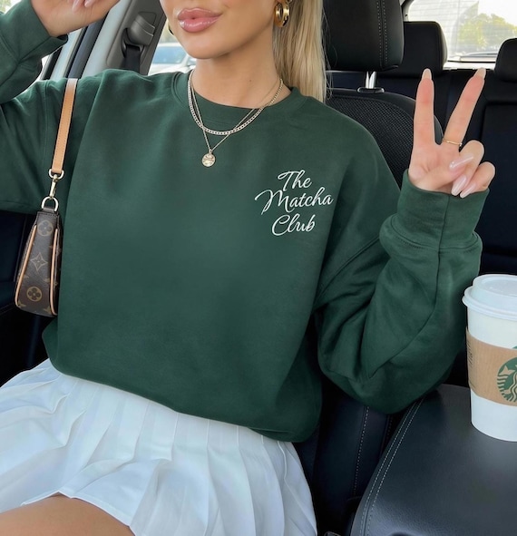 Embroidered The Matcha Club Sweatshirt, Matcha Lover, Matcha Girlie, Gift For Matcha Lover, Minimalist Aesthetic