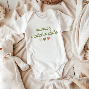 Mama's Matcha Date Baby Bodysuit, Matcha Lover Gift, Pregnancy Announcement, Gift For New Mom, Matcha Mama, Matcha Baby, Mother's Day Gift