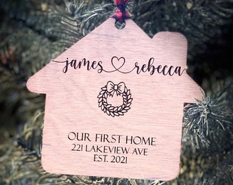 Our First Home Together Ornament, Housewarming Gift, Personalized Wooden Engraved Ornament, New House Ornament
