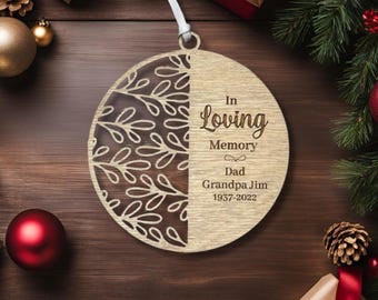 Memorial Ornaments Wooden Engraved Personalized Remembrance Ornament, In Loving Memory, Dragonfly, Church Memorial, Celebration of Life Gift