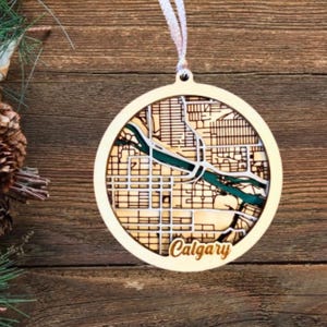 Stadt Calgary Map Ornament, Geschichtete hölzerne Karte Ornament,