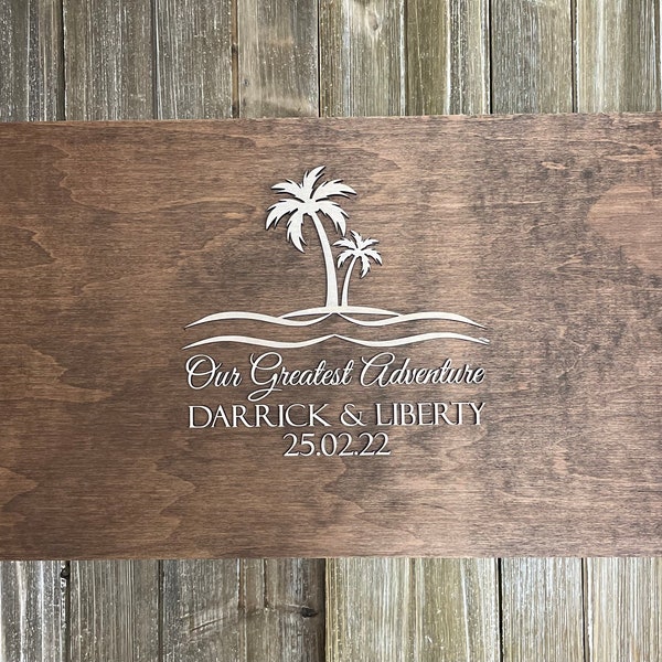 12x20 Beach Destination Wedding Guest Signing Board, Palm Tree Wedding, Anniversary Gift