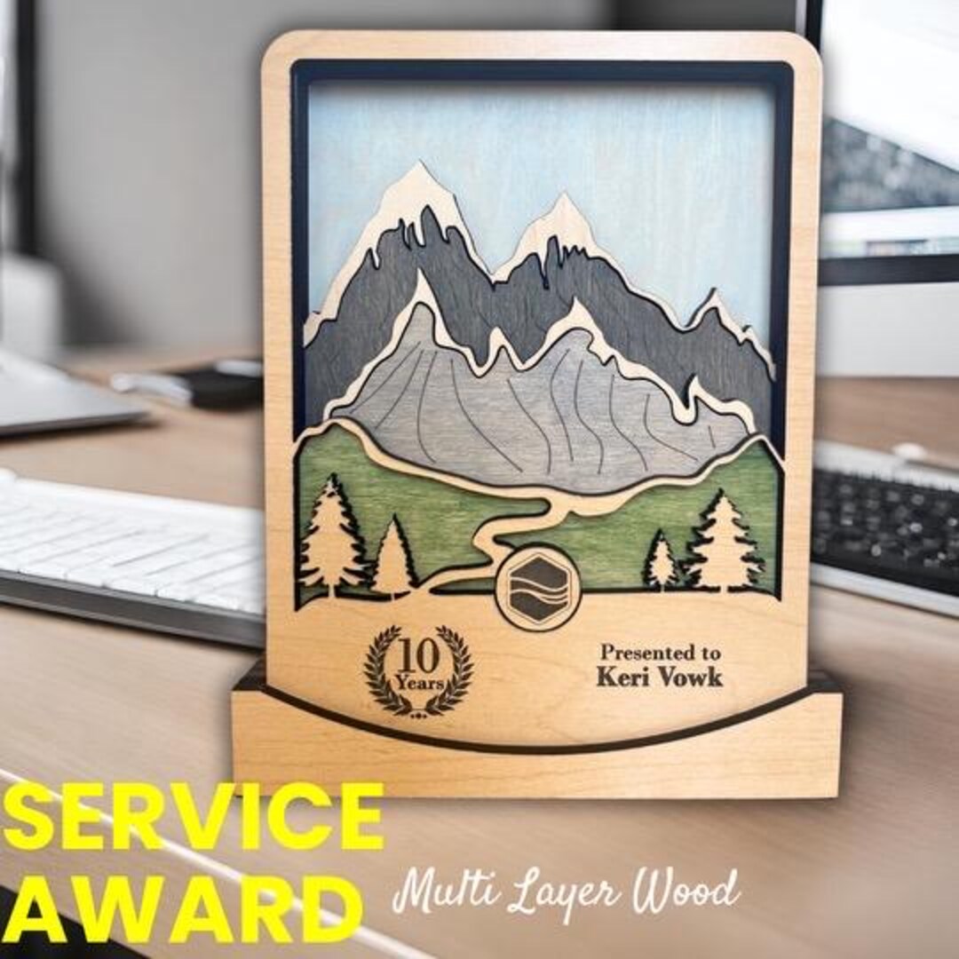 Stackable Service Awards Multi Layered Wooden Engraved Service Award for Employees, Customized ...