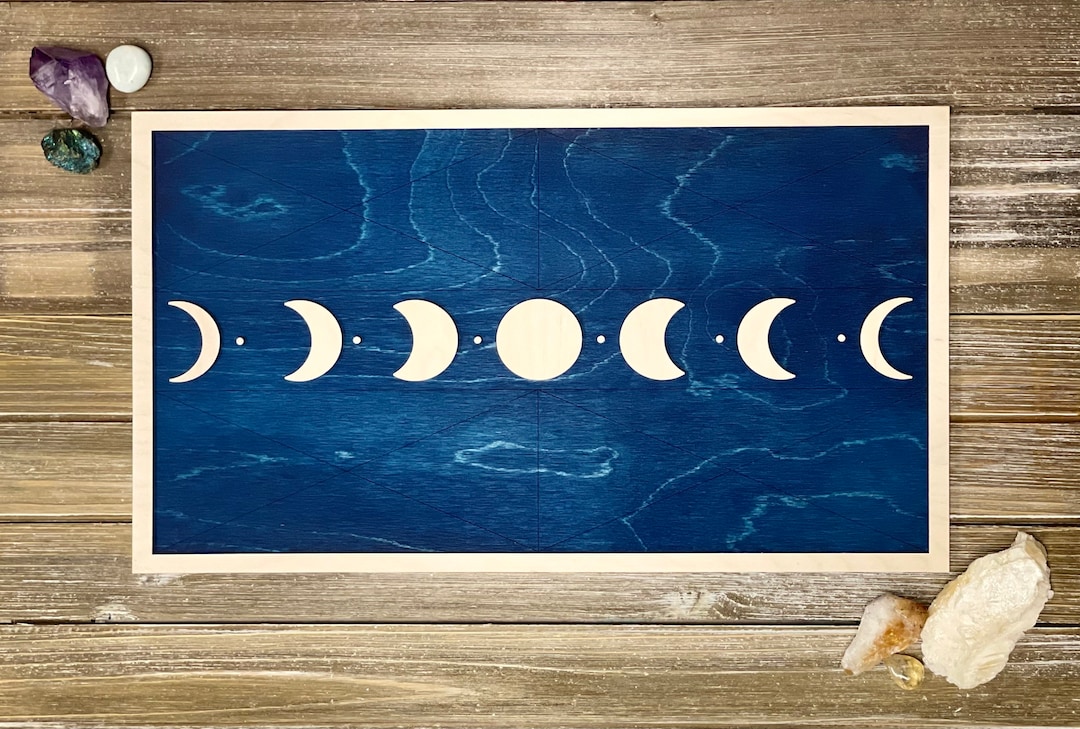 Phases of the Moon Art Piece, Wooden Moon Phase Art, Bohemian Home ...