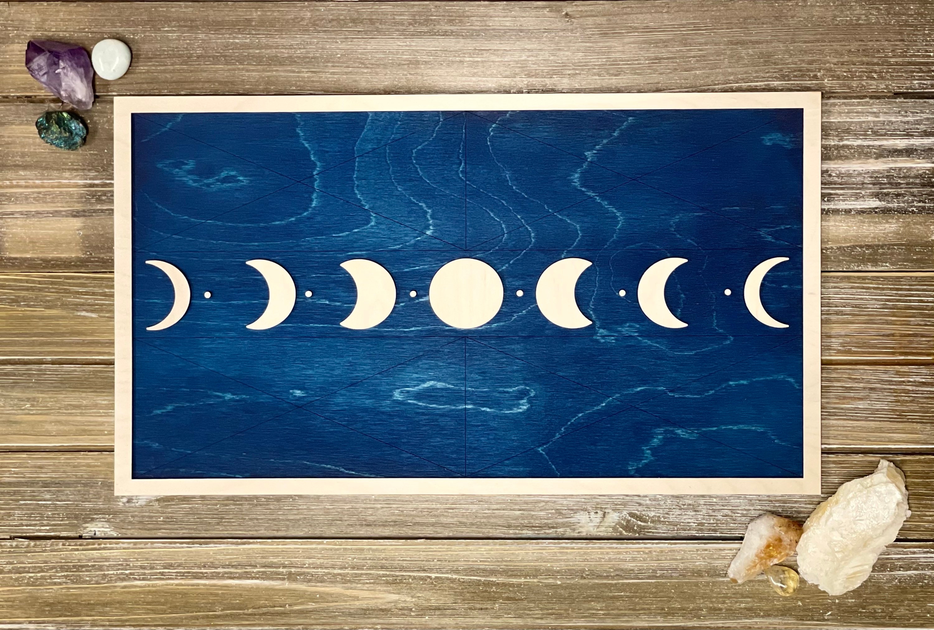 Phases of the Moon Art Piece, Wooden Moon Phase Art, Bohemian Home ...