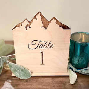 Mountain Wedding Wooden Table Numbers, Engraved Table Numbers, Unique Wedding Decor