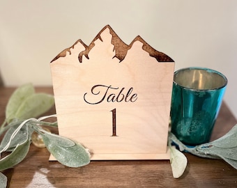 Mountain Wedding Wooden Table Numbers, Engraved Table Numbers, Unique Wedding Decor