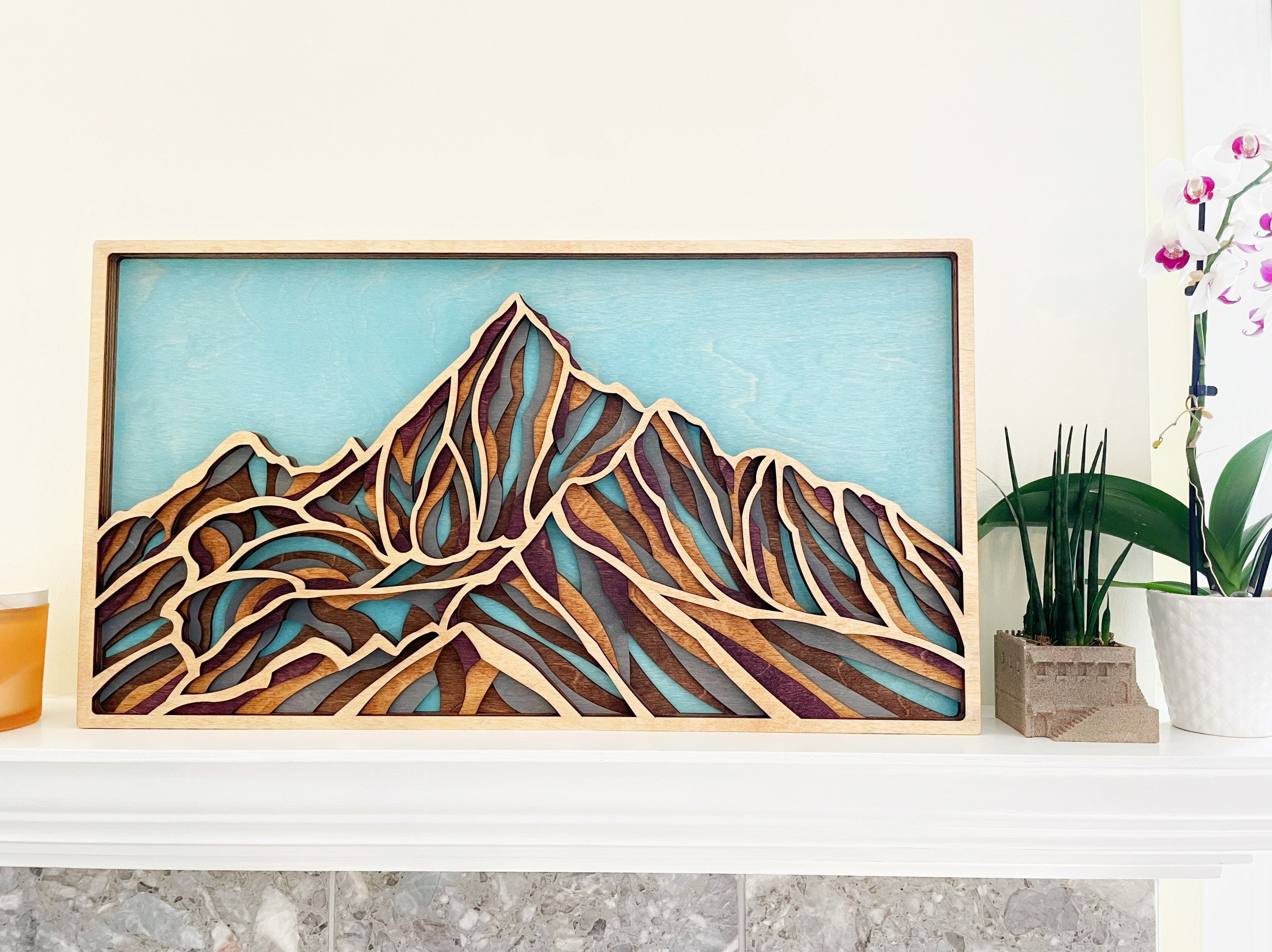 6 Layered Landscape Wooden Mountain Wall Art 7x12 10x18 Etsy Canada