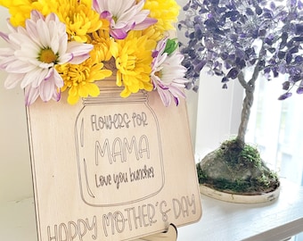 Wooden Mason Jar Mother’s Day Flowers, Personalized Mother’s Day gift