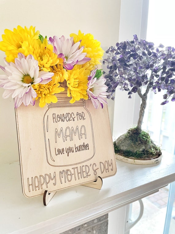 Wooden Mason Jar Mother's Day Flowers, Personalized Mother's Day