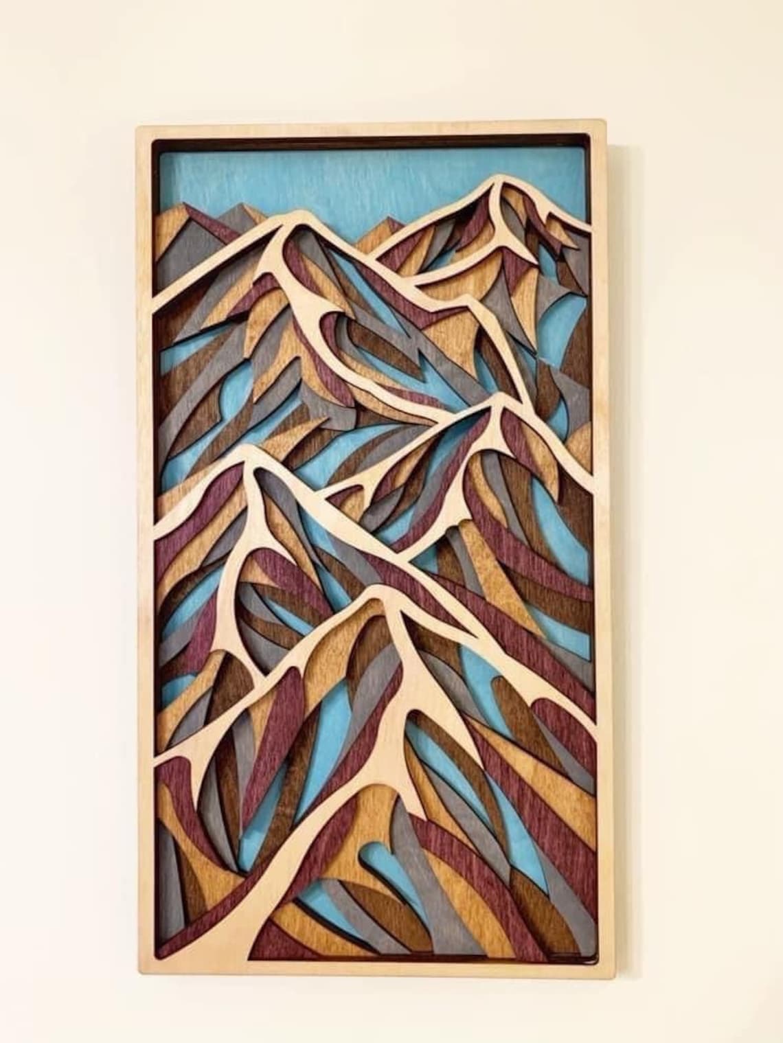 32 X 55 High Layered Wooden Mountain Art Luxury Home Decor Etsy