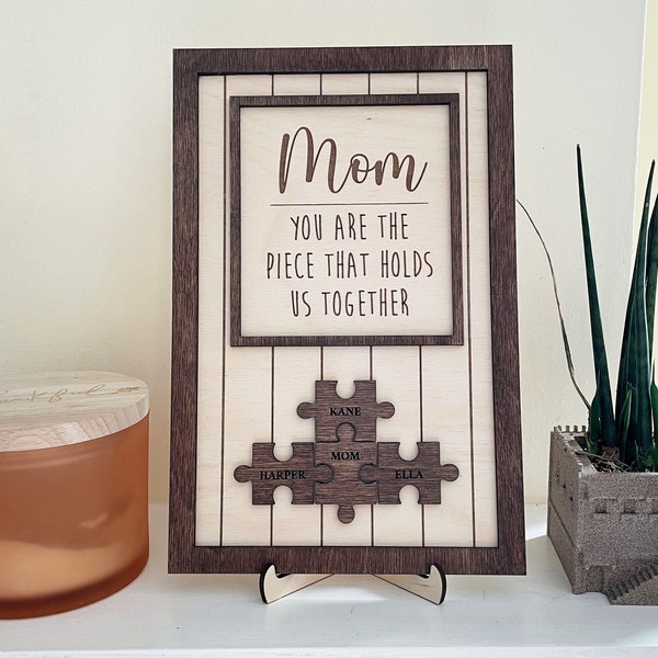 Customizable Wooden Mother’s Day Gift, Personalized Name Gift for Mom, Puzzle Pieces Gift for Mother’s Day