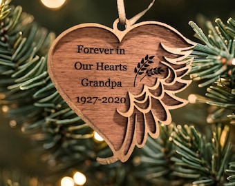Customized Memorial Ornament, Memorial Gift Christmas 2024, Forever in Our Hearts Personalized Ornament, In Loving Memory Engraved Ornament