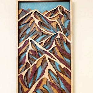 13x24, 15x24 - 6 Layered Vertical Wooden Mountain Wall Art