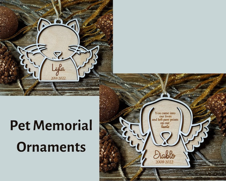 Pet Memorial Personalized Ornaments, Dog or Cat Memorial Wooden ...