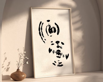 Minimalist Abstract Wall Art - Brush Stroke Art - -preppy wall art - Monochrome Digital Print