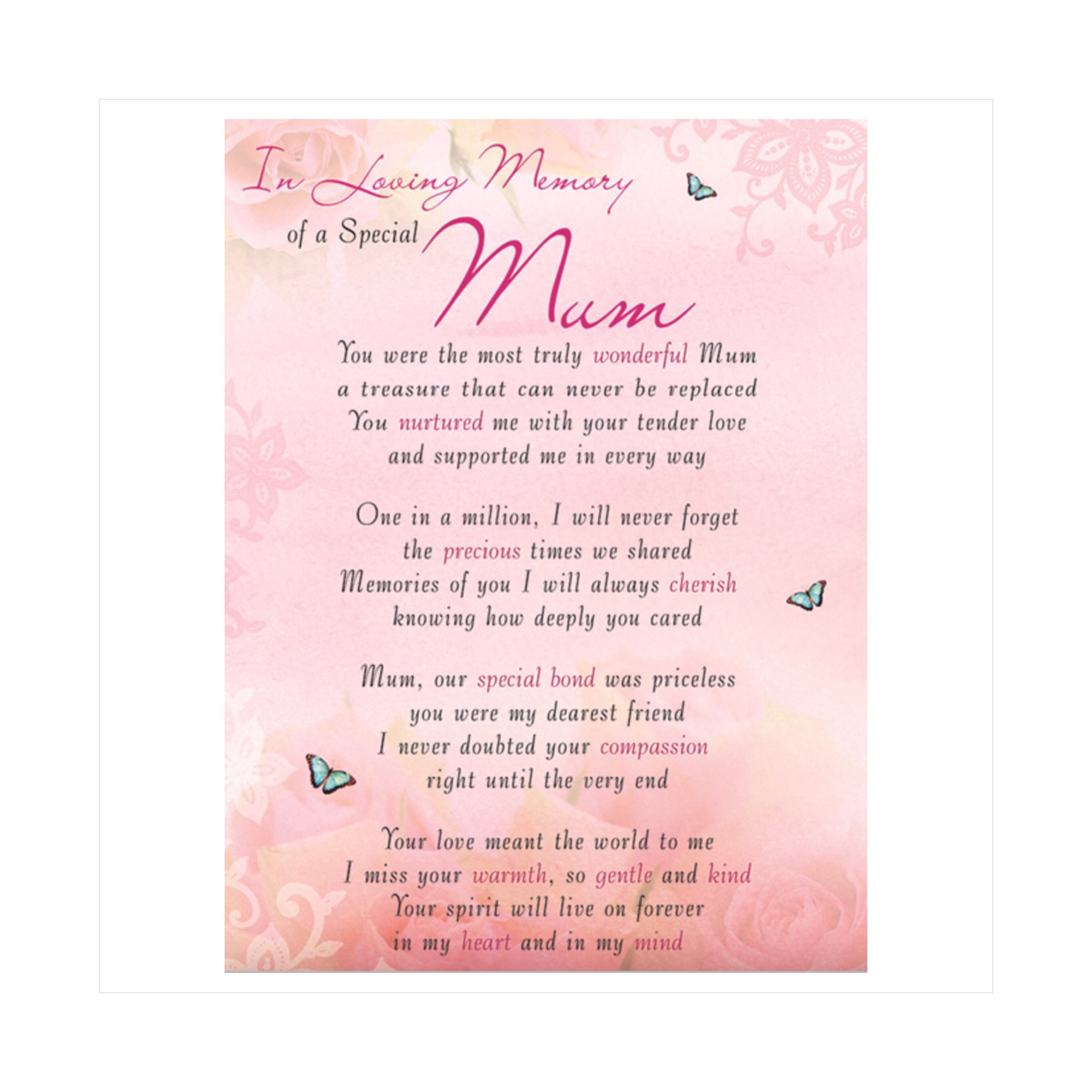In Loving Memory of a Special Mum Memorial Card Etsy