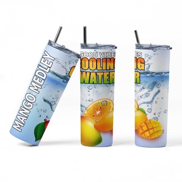 Mango Medley Tumbler Wrap,  Cooling Water Mango PNG Sublimation Designs Download - Mango Skinny Tumbler  20oz - PNG