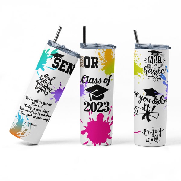 Class of 2023 Tumbler Wrap, Graduation Tumbler, PNG Tumbler Wrap, PNG Sublimation Designs Download-Skinny Tumbler 20 oz. PNG