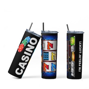 Casino Slots Tumbler Wrap PNG Sublimation Designs Descargar - Skinny Tumbler 20oz - PNG 2022