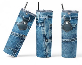 Blue Jean Denim Tumbler Wrap, Blue Jean PNG Sublimation Designs Download - Skinny Tumbler  20oz - PNG 2022