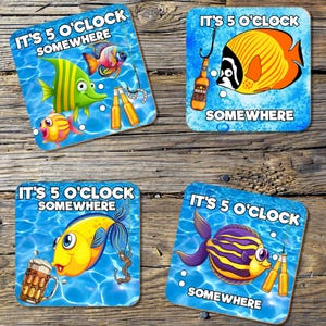 5 O&#39;Clock Fish Coaster Set