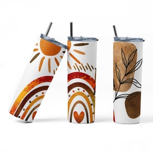 Boho Tumbler Wrap, Boho 20 oz Skinny Tumbler Sublimation, Boho Rainbow Tumbler PNG