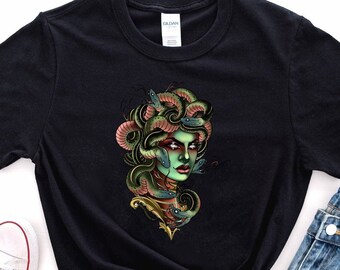 Graphic Shirt Tops Fashion Tees Tops and Tees Medusa Tee Medusa Face Shirt Medusa Gorgona Tumblr Shirt Women's Tees Medusa T-shirt
