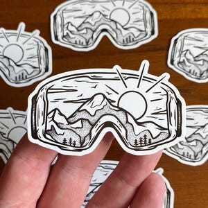 Ski Goggles and Mountains Sticker