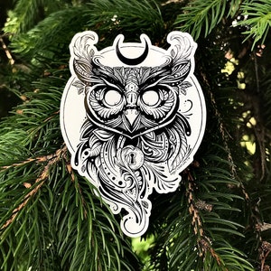 Eule und der Mond Vinyl Sticker