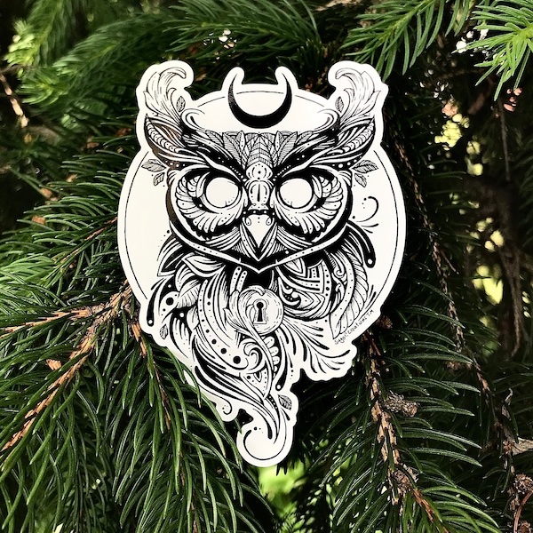 Owl and the Moon Vinyl Sticker